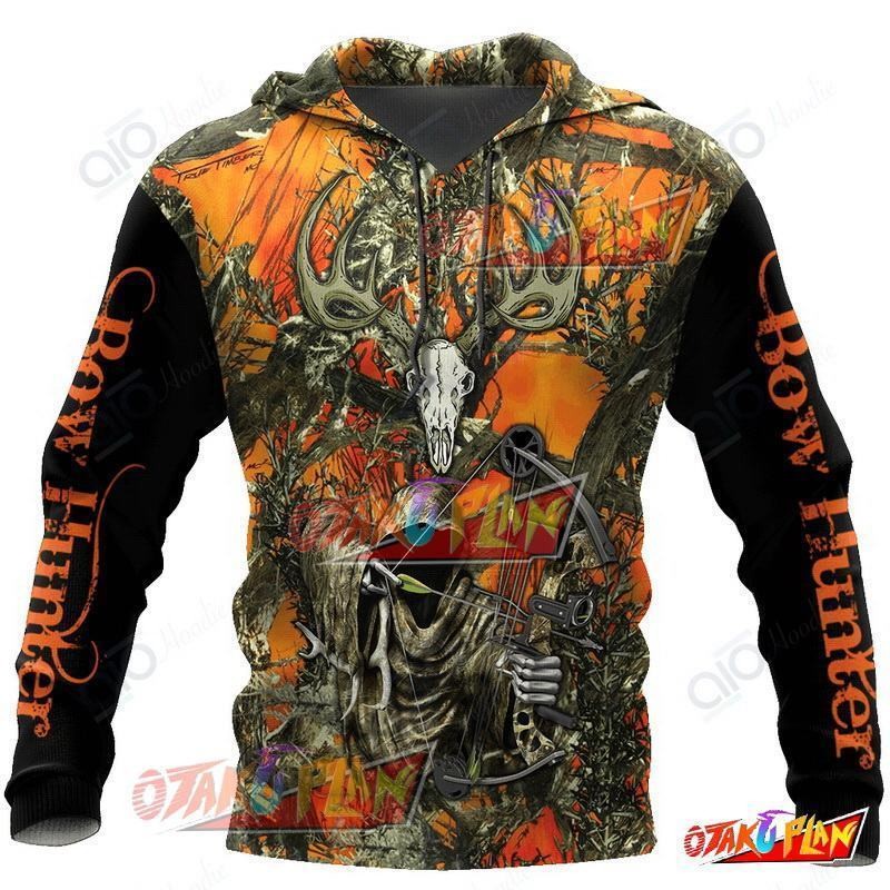 3d All Over Printed Grim Reaper Bow Hunter Camo Hoodie