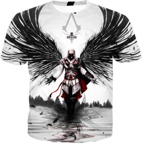 Guardian Angel Ezio Auditore Cool Fan Art White T-Shirt AC011