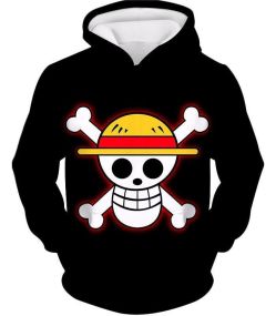 One Piece Pirate Crew Straw Hat Logo Cool Black Hoodie OP114