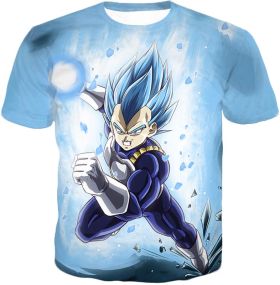 Dragon Ball Super Vegeta Super Saiyan Blue Ultimate Action Graphic White T-Shirt DBS114