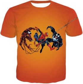 Spider Hero x Carnage x Venom Cool Action Orange T-Shirt SP118