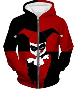 The Animated Villain Harley Quinn Promo Red and Black Zip Up Hoodie HQ012