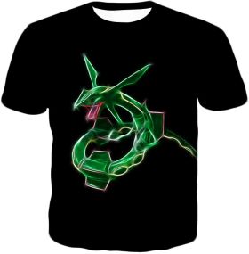 Super Cool Legendary Flying Dragon Rayquaza Awesome Anime Black T-Shirt
