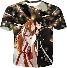 Sword Art Online Cutest Anime Couple Kirito and Asuna Awesome Anime Promo T-Shirt SAO014