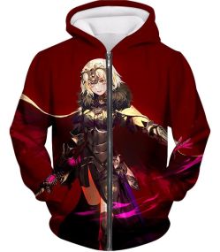 Fate Stay Night Beautiful Blonde Jeanne Red Action Zip Up Hoodie FSN144