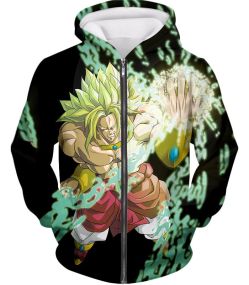 Dragon Ball Super Broly the Legendary Super Saiyan Awesome Action Black Zip Up Hoodie DBS195