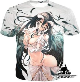 Overlord Super Sexy Albedo Extremely Evil Succubus Cute White T-Shirt OL0011
