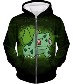 Awesome Grass Bulbasaur Graphic Zip Up Hoodie