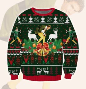 2023 Elf Buddy Christmas Eve And Naive 3D Printed Ugly Christmas Sweatshirt