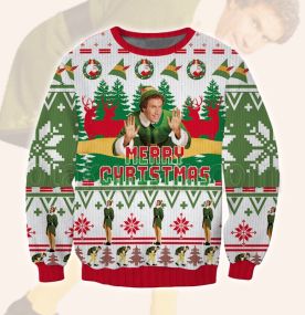 2023 Elf Buddy Christmas Spirit 3D Printed Ugly Christmas Sweatshirt
