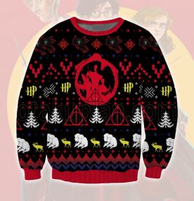 2023 Harry Potter Deathly Hallows 3D Printed Ugly Christmas Sweatshirt