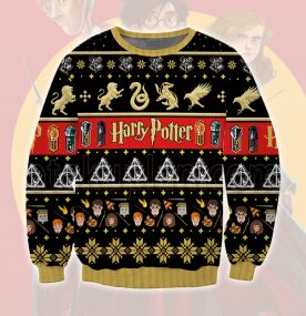 2023 Harry Potter Hogwarts Four Major Branches 3D Printed Ugly Christmas Sweatshirt