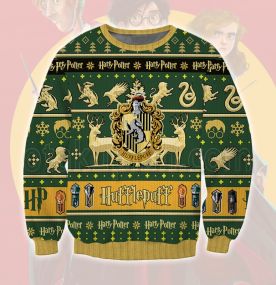 2023 Harry Potter Hogwarts Hufflepuff 3D Printed Ugly Christmas Sweatshirt