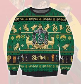 2023 Harry Potter Hogwarts Slytherin 3D Printed Ugly Christmas Sweatshirt