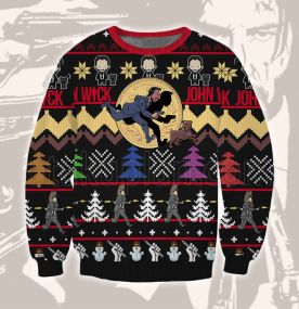 2023 John Wick Killer And Dog 3D Printed Ugly Christmas Sweatshirt
