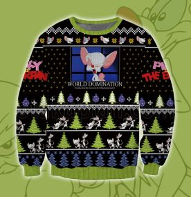 2023 Pinky And The Brain Wo Rld Domination 3D Printed Ugly Christmas Sweatshirt