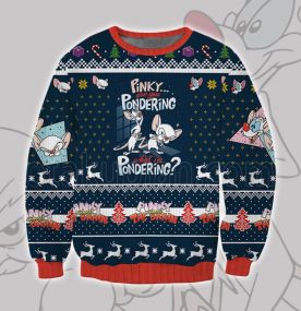 2023 Pinky And The Brainwhat Im Pondering 3D Printed Ugly Christmas Sweatshirt