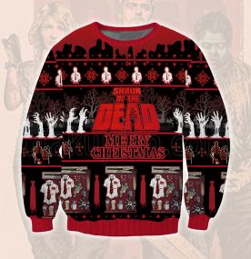 2023 Shaun Of The Dead Shaun Ed With Zombies 3D Printed Ugly Christmas Sweatshirt