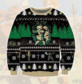 2023 Zelda Tears Of The Kingdom Link And Zelda 3D Printed Ugly Christmas Sweatshirt