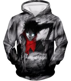 One Piece Powerful Pirate Straw Hat Luffy Awesome Action Black Hoodie OP021