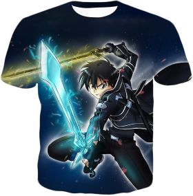 Sword Art Online Awesome Kirito Swordplay Action Cool Anime Graphic T-Shirt SAO023