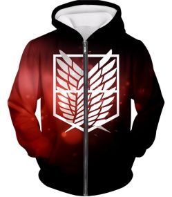 Attack on Titan Cool Survey Corps Emblem Zip Up Hoodie AOT023