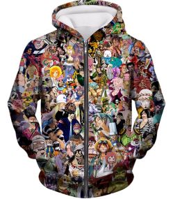 One Piece Awesome Anime One Piece All in One Characters Zip Up Hoodie OP023