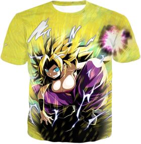 Dragon Ball Super Awesome Action Hero Caulifla Super Saiyan 3 Cool Anime Graphic T-Shirt DBS247