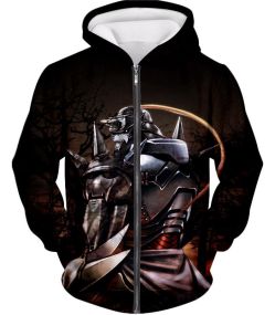 Fullmetal Alchemist Trapped in an Armour Cool Hero Alphonse Elrich Amazing Anime Graphic Zip Up Hoodie FA028