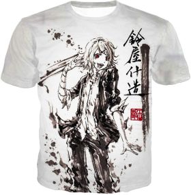 Tokyo Ghoul Cool Juuzou Suzuya Ghoul Investigator Awesome Sketch White T-Shirt TG080