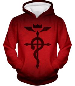 Fullmetal Alchemist Super Cool Mystical Alchemical Symbol Flamel Awesome Red Hoodie FA038