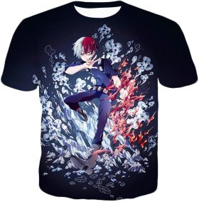 Anime Cool Shoto Todoroki Awesome Anime Promo Black T-Shirt MHA088