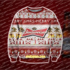 3D All Over Print Budweiser Beer Ugly Christmas Sweatshirt