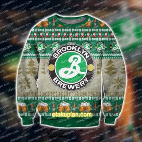 3D All Over Print Knitting Pattern Brooklyn Brewery Ugly Christmas Sweatshirt