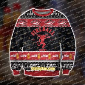 3D All Over Print Knitting Pattern Fireball Cinnamon Ugly Christmas Sweatshirt