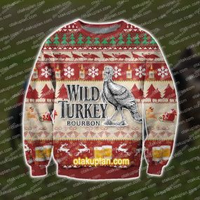 3D All Over Print Wild Turkey Bourbon Whiskey Ugly Christmas Sweatshirt