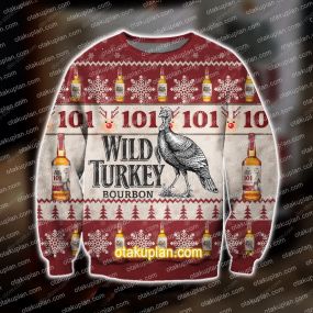 3D Knitting Pattern Wild Turkey Bourbon Whiskey Ugly Christmas Sweatshirt