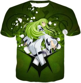 Anime Girl C.C. the Immortal Witch Cool Graphic Green T-Shirt CG004
