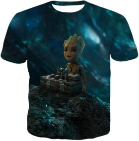Everyones Favourite Guardian Baby Groot Cool Movie Still T-Shirt GOG042