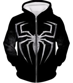Black Spider Hero Venom Promo Logo Zip Up Hoodie VE043