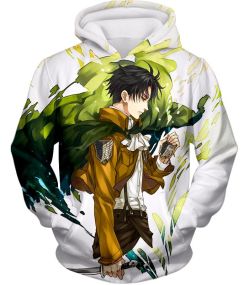 Attack on Titan Awesome Survey Corp Soldier Levi Ackerman Ultimate Anime White Hoodie AOT094