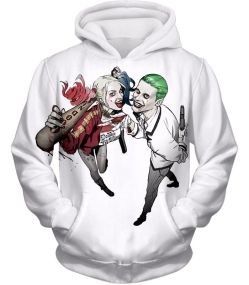 King and Queen of Gotham City Cool Harley Quinn X Joker Awesome White Hoodie HQ046