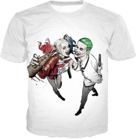 King and Queen of Gotham City Cool Harley Quinn X Joker Awesome White T-Shirt HQ046