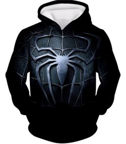 Black Spider Hero Printed Logo Hoodie VE048