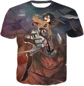 Attack on Titan Super Skilled Soldier Mikasa Ackerman Ultimate Anime Action T-Shirt AOT098