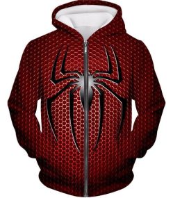 Awesome Spider Hero Logo Red Spotted Zip Up Hoodie SP051