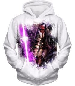 Wars Sith Lord Darth Revan Purple Lightsaber Fan Art Cool White Hoodie SW052