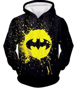 Favourite Superhero Batman Logo Splash Printed Black Hoodie BM055