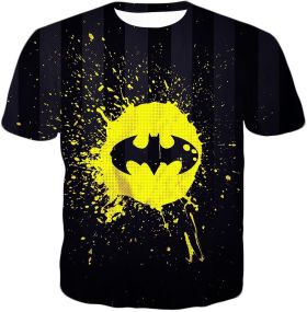 Favourite Superhero Batman Logo Splash Printed Black T-Shirt BM055