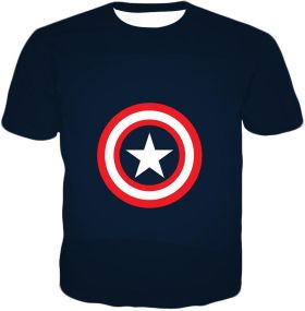 Super Cool Captain America Logo Promo Blue T-Shirt CA056